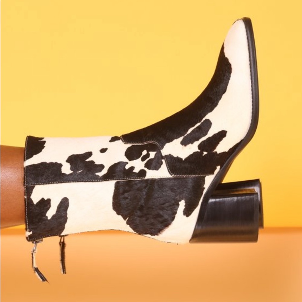 Intentionally Blank Black and White Cow Print boot